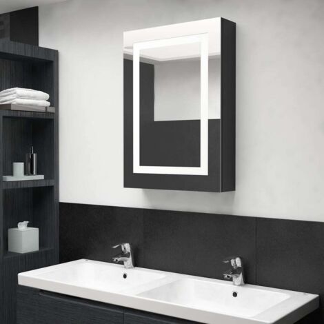 LED Bathroom Mirror Cabinet Shining Black 50x13x70 cm vidaXL
