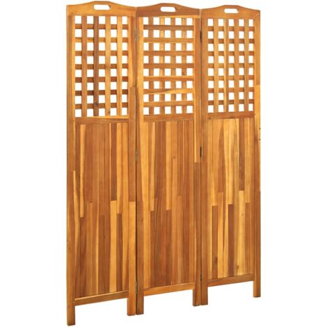 3-Panel Room Divider 121x2x170 cm Solid Acacia Wood vidaXL