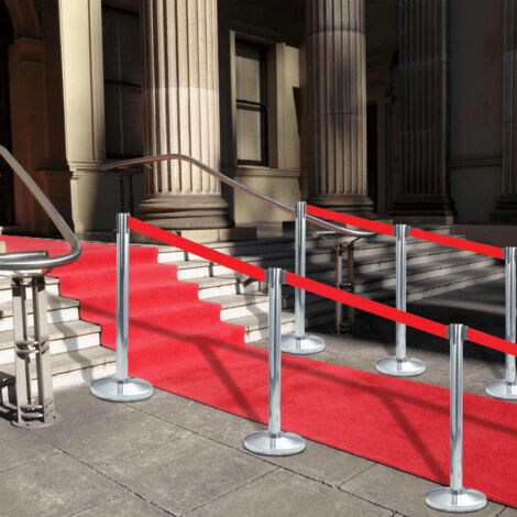 Stanchions with Belts 4 pcs Airport Barrier Stainless Steel Silver vidaXL