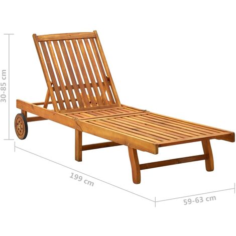 Sun Lounger Solid Acacia Wood vidaXL