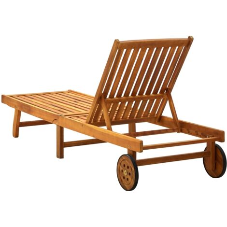 Sun Lounger Solid Acacia Wood vidaXL