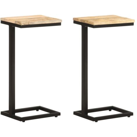Side Tables 2 pcs 31.5x24.5x64.5 cm Rough Mango Wood vidaXL (1/5)