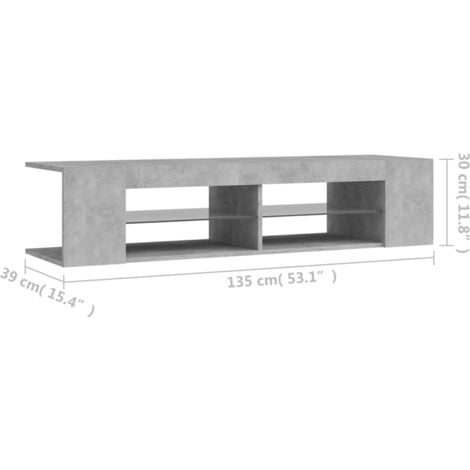 TV Cabinet with LED Lights Concrete Grey 135x39x30 cm vidaXL