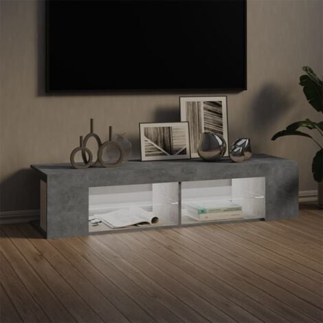 TV Cabinet with LED Lights Concrete Grey 135x39x30 cm vidaXL