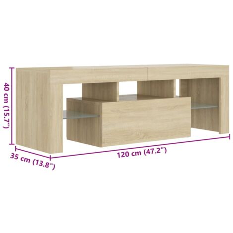 TV Cabinet with LED Lights Sonoma Oak 120x35x40 cm vidaXL