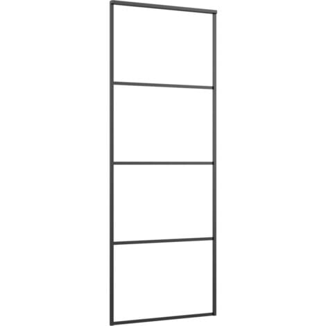 Sliding Door Aluminium and ESG Glass 76x205 cm Black vidaXL