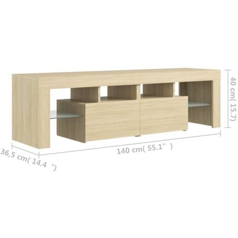 TV Cabinet with LED Lights Sonoma Oak 140x36.5x40 cm vidaXL