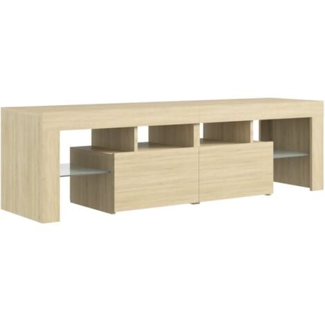 TV Cabinet with LED Lights Sonoma Oak 140x36.5x40 cm vidaXL