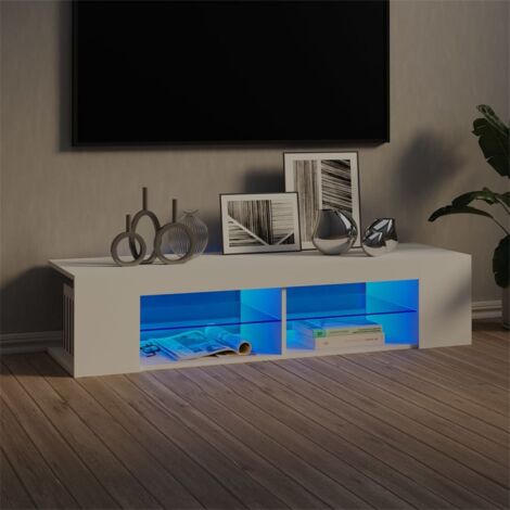 Vidaxl – TV cabinet with RGB LED lights – White engineered wood – 135x39x30 cm – Durable design for media devices – Easy to clean (1/5)