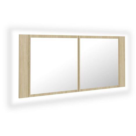 vidaXL LED Bathroom Mirror Cabinet Sonoma Oak 100x12x45 cm - Brown