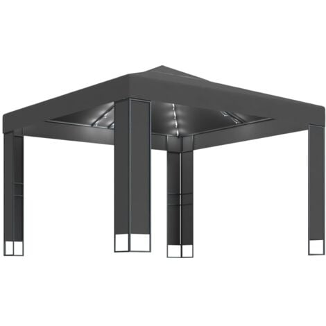 vidaXL Gazebo with Double Roof&LED String Lights 3x3 m Anthracite - Anthracite