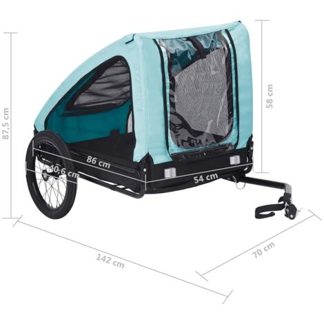 Pet Bike Trailer Blue and Black vidaXL