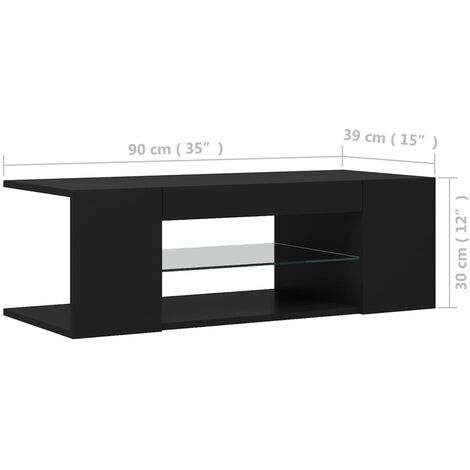 TV Cabinet with LED Lights Black 90x39x30 cm vidaXL