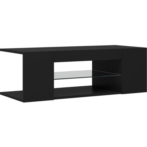 TV Cabinet with LED Lights Black 90x39x30 cm vidaXL