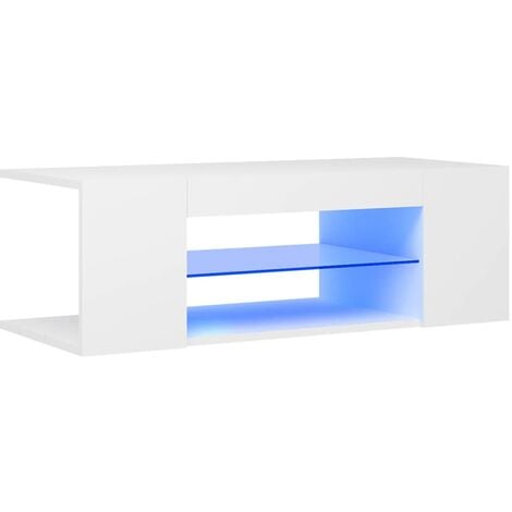 TV Cabinet with LED Lights White 90x39x30 cm vidaXL