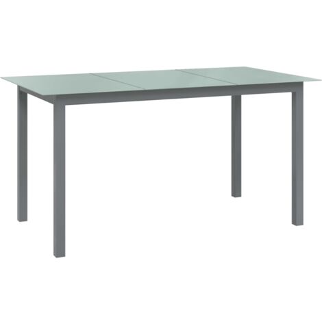 Garden Table Light Grey 150x90x74 cm Aluminium and Glass vidaXL (1/5)