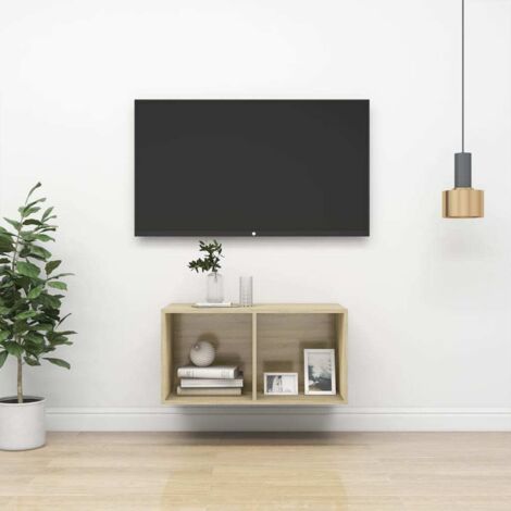 Wall-mounted TV Cabinet Sonoma Oak 37x37x72 cm Engineered Wood vidaXL (1/5)