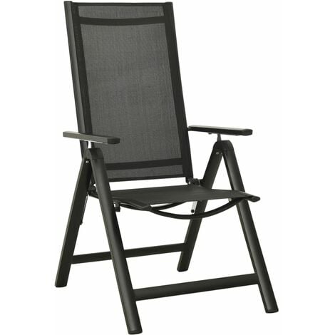Folding Garden Chairs 2 pcs Textilene and Aluminium Black vidaXL