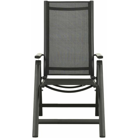 Folding Garden Chairs 2 pcs Textilene and Aluminium Black vidaXL