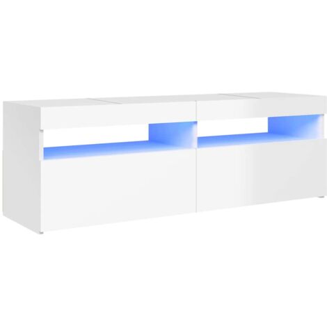 TV Cabinet with LED Lights High Gloss White 120x35x40 cm vidaXL
