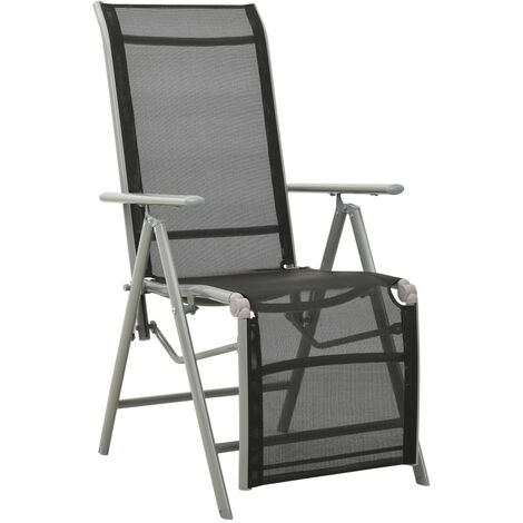 vidaXL Reclining Garden Chair Textilene and Aluminium Silver - Silver
