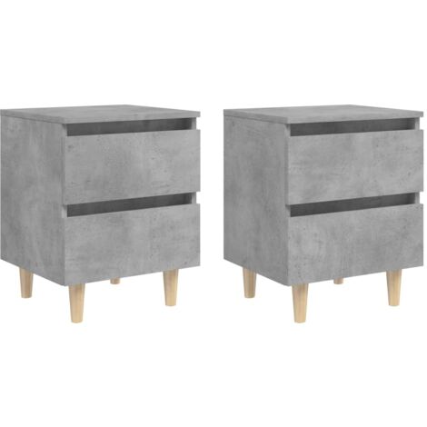 Bed Cabinets & Solid Pinewood Legs 2 pcs Concrete Grey 40x35x50 cm vidaXL (1/5)