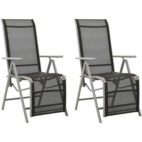 Garden Chair  Set of 2  Black and Silver  Powder-coated aluminium vidaXL