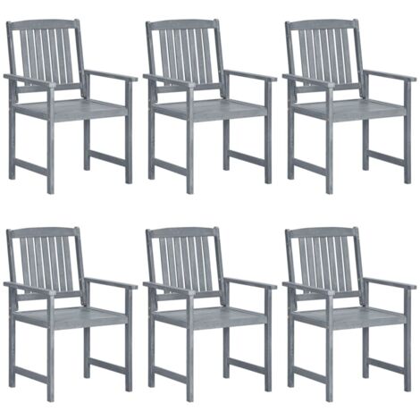 Garden Chair Set of 6 Grey Solid Acacia wood Standard Durable vidaXL