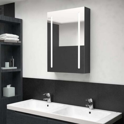 LED Bathroom Mirror Cabinet Shining Black 50x13x70 cm vidaXL