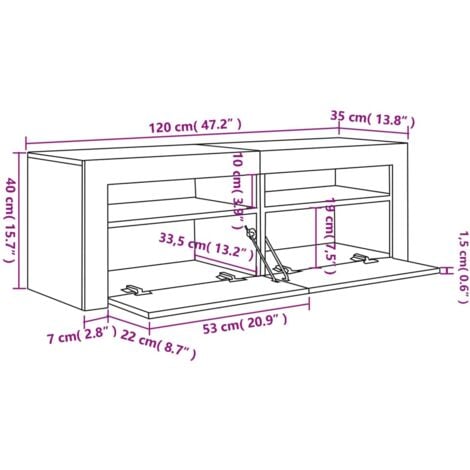 TV Cabinet with LED Lights Concrete Grey 120x35x40 cm vidaXL