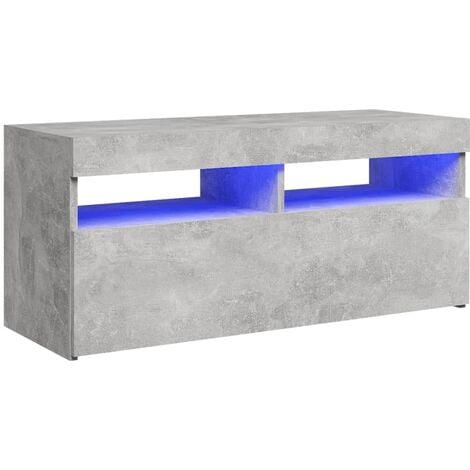 vidaXL TV Cabinet with LED Lights Concrete Grey 90x35x40 cm - Grey