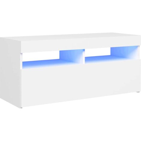 TV Cabinet with LED Lights White 90x35x40 cm vidaXL