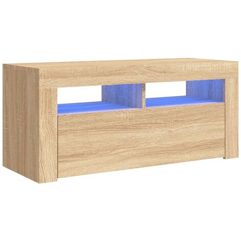 TV Cabinet with LED Lights Sonoma Oak 90x35x40 cm vidaXL (1/5)