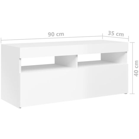 TV Cabinet with LED Lights High Gloss White 90x35x40 cm vidaXL