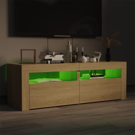 TV Cabinet with LED Lights Sonoma Oak 120x35x40 cm vidaXL