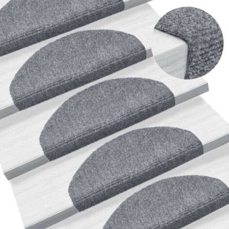 Stair Mats Self-adhesive 10 pcs 65x21x4 cm Light Grey Half Round Large vidaXL