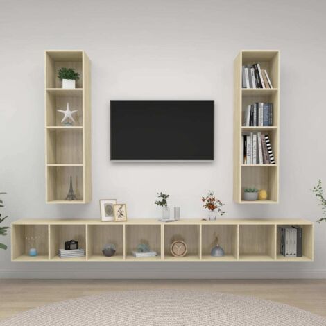Wall-mounted TV Cabinets 4 pcs Sonoma Oak Engineered Wood vidaXL (1/5)
