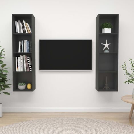 Wall-mounted TV Cabinets 2 pcs Grey Engineered Wood vidaXL