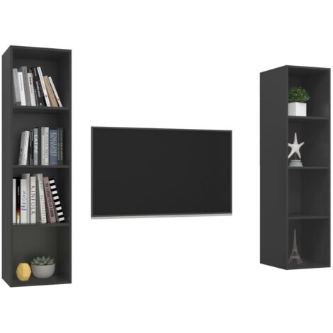 Wall-mounted TV Cabinets 2 pcs Grey Engineered Wood vidaXL