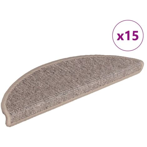 Stair Mats 15 pcs 56x17x3 cm Dark Beige Half Round vidaXL