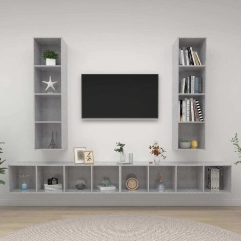 Wall-mounted TV Cabinets 4 pcs Concrete Grey Engineered Wood vidaXL (1/5)