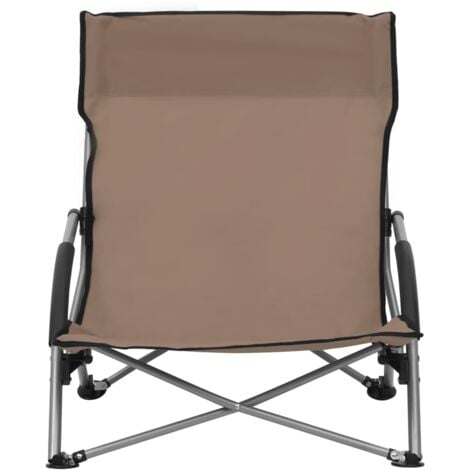 Folding Beach Chairs 2 pcs Taupe Fabric vidaXL