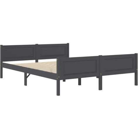 Bed Frame without Mattress Solid Pinewood Grey 140x200 cm vidaXL