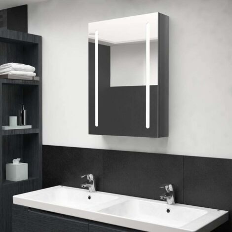 LED Bathroom Mirror Cabinet Shining Grey 50x13x70 cm vidaXL