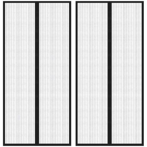 Insect Door Curtains 2 pcs with Magnet Blocks Black 220x110 cm vidaXL