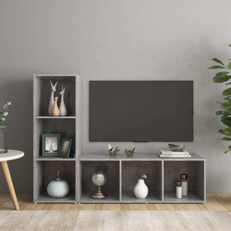 TV Cabinets 2 pcs Concrete Grey 107x35x37 cm Engineered Wood vidaXL (1/5)
