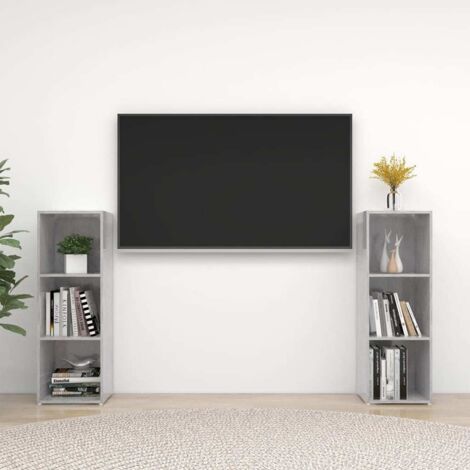 TV Cabinets 2 pcs Concrete Grey 107x35x37 cm Engineered Wood vidaXL (1/5)