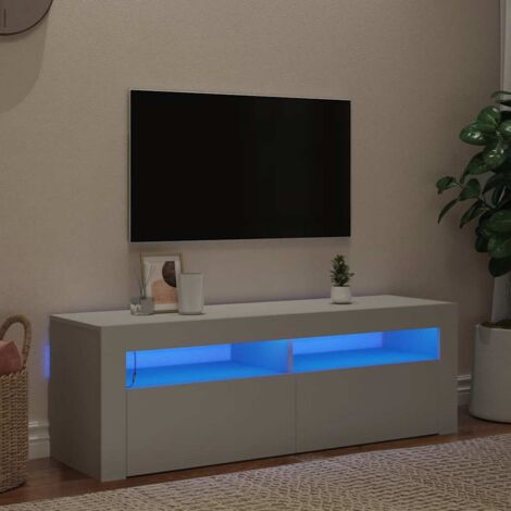 TV Cabinet with LED Lights White 120x35x40 cm vidaXL