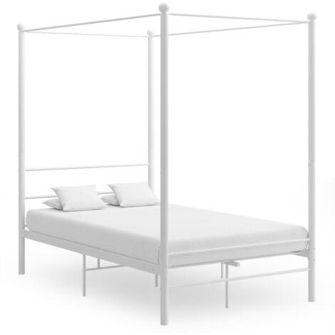 Bed Frame White Powder-coated metal 120x200 cm Bed Frame vidaXL
