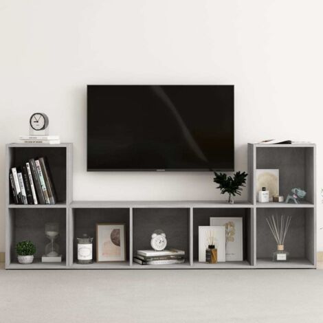 3 Piece TV Cabinet Set Concrete Grey Engineered Wood vidaXL (1/5)